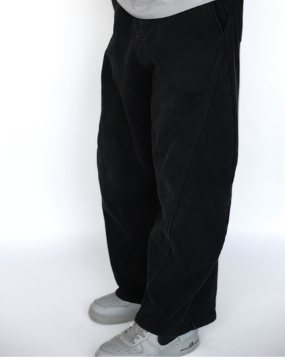 'Black on Black' Wide Leg Sweatpants