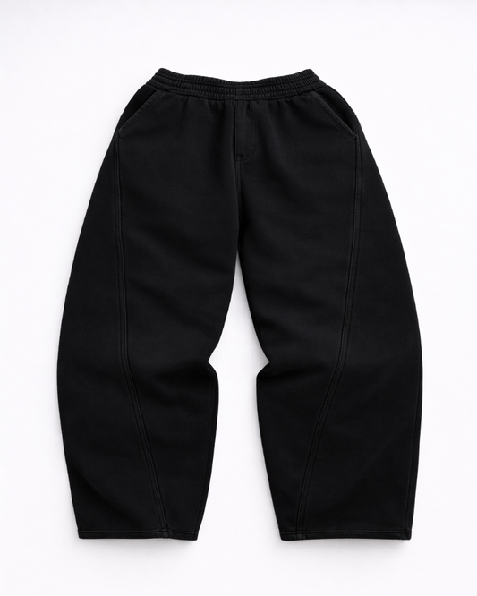 'Black on Black' Wide Leg Sweatpants